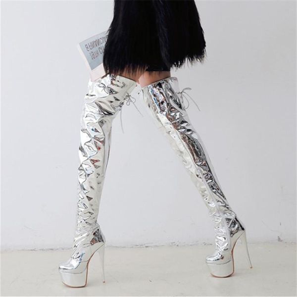 boots silver ladies over the knee fashion women high heels winter stripper pole dance party shoes size 34-48, Black
boots silver ladies over the knee fashion women high heels winter stripper pole dance party shoes size 34-48, Black