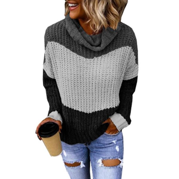 women's sweaters chic autumn winter turn-down collar knitted striped patchwork sweater loose casual women pullover 2xl plus size, White;black
women's sweaters chic autumn winter turn-down collar knitted striped patchwork sweater loose casual women pullover 2xl plus size, White;black
