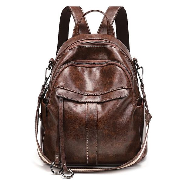 backpack women 's fashion oil wax leather retro anti-theft school bag multi-purpose travel style
backpack women 's fashion oil wax leather retro anti-theft school bag multi-purpose travel style