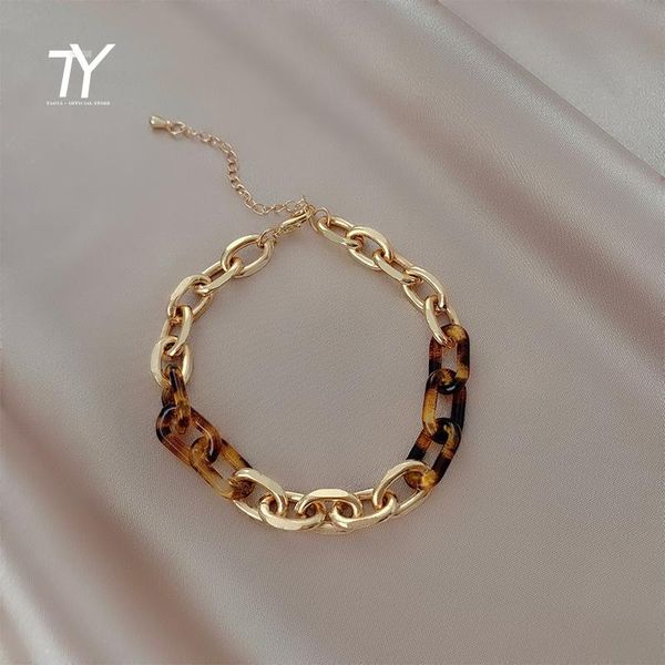 charm bracelets design sense leopard color resin metal chain splicing for woman goth girl's fashion jewelry korea unusual accessories, Golden;silver
charm bracelets design sense leopard color resin metal chain splicing for woman goth girl's fashion jewelry korea unusual accessories, Golden;silver