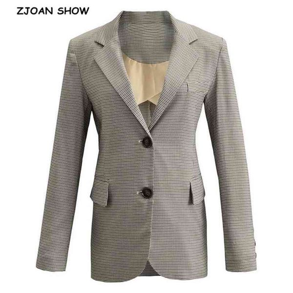 autumn vintage single breasted buttons houndstooth check plaid blazer retro women back split mid long suit fashion coat 210429, White;black
autumn vintage single breasted buttons houndstooth check plaid blazer retro women back split mid long suit fashion coat 210429, White;black