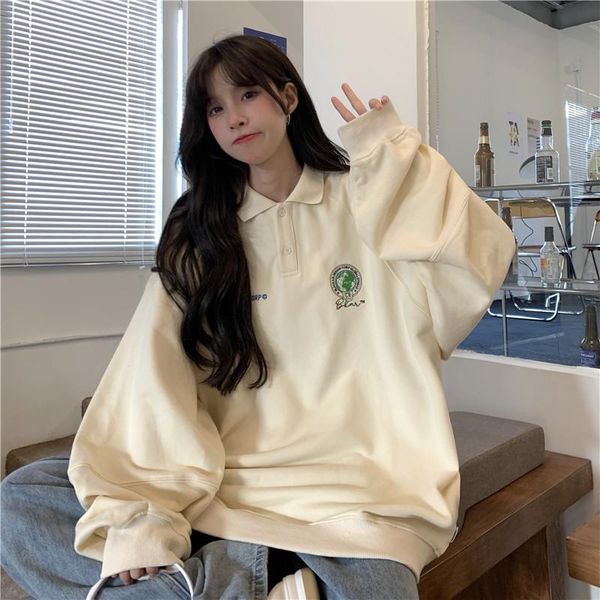 women's hoodies & sweatshirts women embroidery badge turn-down pullover autumn casual baggy harajuku simple college style streetwear co, Black
women's hoodies & sweatshirts women embroidery badge turn-down pullover autumn casual baggy harajuku simple college style streetwear co, Black