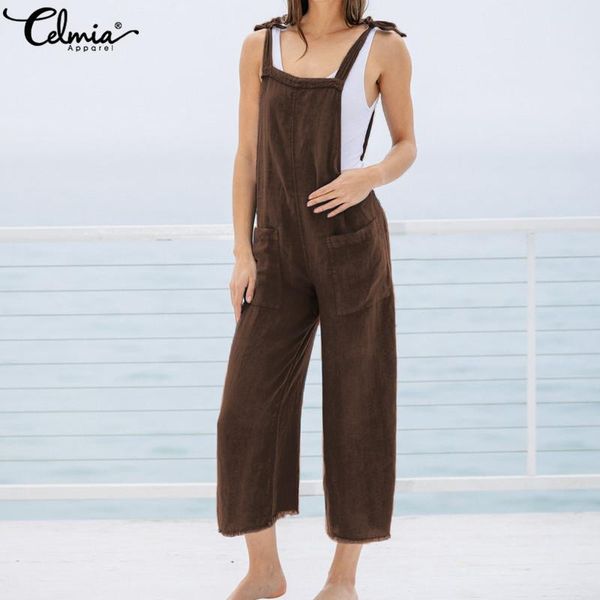 women's jumpsuits & rompers celmia 2021 summer sleeveless long casual cotton linen strappy loose backless playsuits plus size bib overa, Black;white
women's jumpsuits & rompers celmia 2021 summer sleeveless long casual cotton linen strappy loose backless playsuits plus size bib overa, Black;white