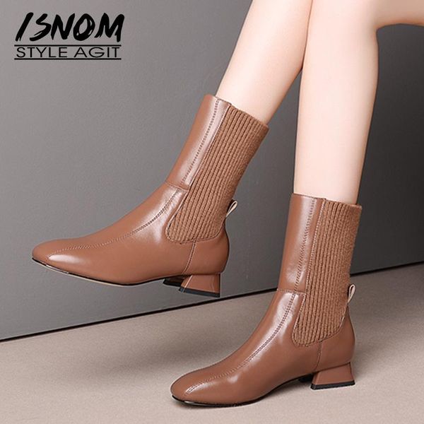 boots isnom cow leather ankle women knitting booties woman stretch shoes female square toe low heels ladies winter 2021, Black
boots isnom cow leather ankle women knitting booties woman stretch shoes female square toe low heels ladies winter 2021, Black