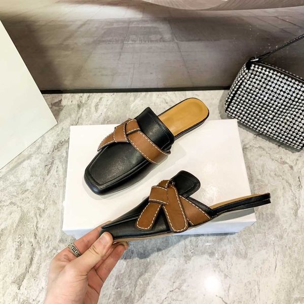 classic brand fashion semi-slippers solid color vintage leather women's flats brown knot decorative leather scuffs bow-tied muller half, Black
classic brand fashion semi-slippers solid color vintage leather women's flats brown knot decorative leather scuffs bow-tied muller half, Black