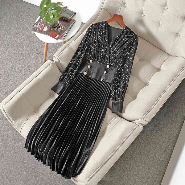 casual dresses spring long sleeve v neck black retro polka dot panelled double-breasted pleated dress elegant nd182012176 y72i, Black;gray
casual dresses spring long sleeve v neck black retro polka dot panelled double-breasted pleated dress elegant nd182012176 y72i, Black;gray