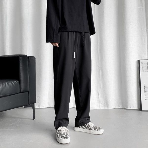 men's pants summer thin style solid color wide-leg trend loose young straight drape casual small suit, Black
men's pants summer thin style solid color wide-leg trend loose young straight drape casual small suit, Black