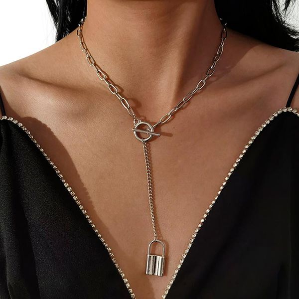 women lock pendant y chain necklace sweater ot buckle vinatge tassel collar goth jewelry grunge aesthetic accessory necklaces, Silver
women lock pendant y chain necklace sweater ot buckle vinatge tassel collar goth jewelry grunge aesthetic accessory necklaces, Silver