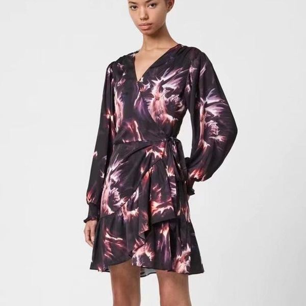 elegant autumn ladies blet with dress fashion floral printed v-neck ruffles female loose vestidos long sleeves outfit casual dresses, Black;gray
elegant autumn ladies blet with dress fashion floral printed v-neck ruffles female loose vestidos long sleeves outfit casual dresses, Black;gray