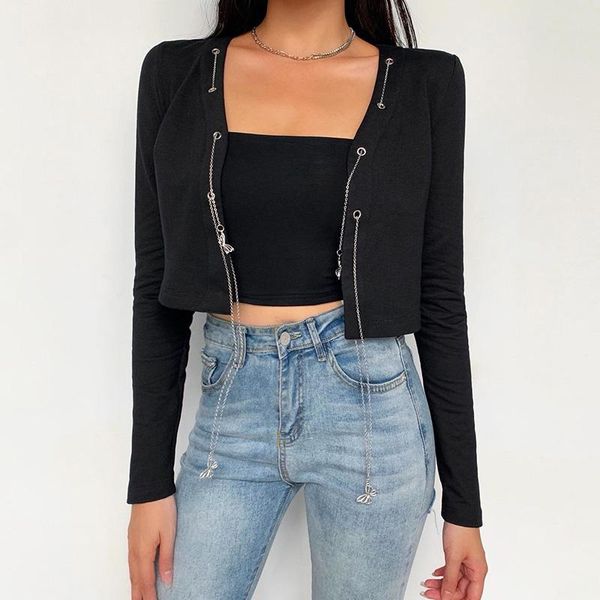 women's t-shirt 2021 women crop t shirt long sleeve cardigands black gothic streetwear chain biker casual female, White
women's t-shirt 2021 women crop t shirt long sleeve cardigands black gothic streetwear chain biker casual female, White
