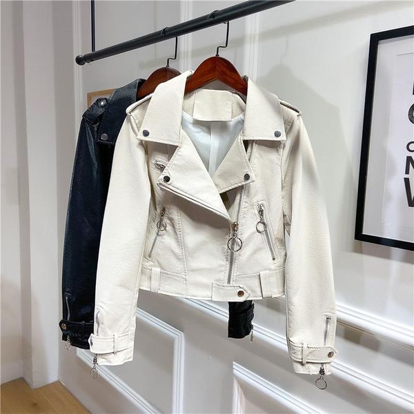 women's leather & faux spring autumn women jacket washed pu motorcycle slim female soft zipper long sleeve coat, Black
women's leather & faux spring autumn women jacket washed pu motorcycle slim female soft zipper long sleeve coat, Black