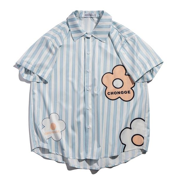 women's blouses & shirts vertical stripes 2021 couples wear clothes oversize floral print short sleeve summer loose man's and, White
women's blouses & shirts vertical stripes 2021 couples wear clothes oversize floral print short sleeve summer loose man's and, White
