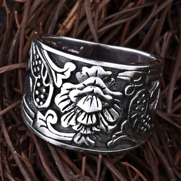 s925 silver ring creative diy flower wide face men's ring 925 thai silver ring, Black
s925 silver ring creative diy flower wide face men's ring 925 thai silver ring, Black