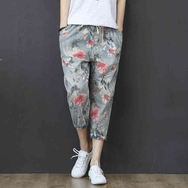 women's jeans capris women harem pants high waist floral print denim vintage trousers fit lady vaqueros mujer 88wr, Blue
women's jeans capris women harem pants high waist floral print denim vintage trousers fit lady vaqueros mujer 88wr, Blue