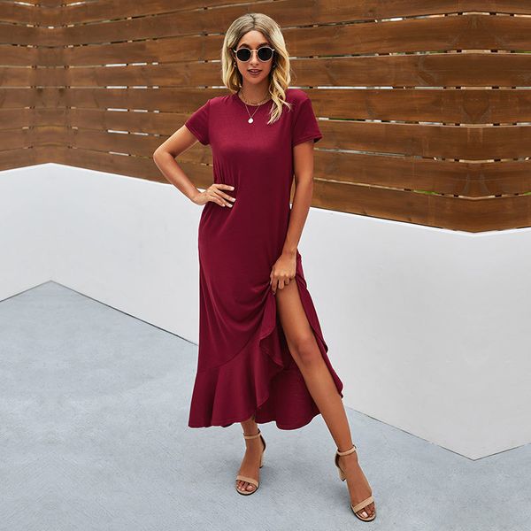 spring summer asymmetrical long dress for women 2021 new casual short sleeve ruffles elegant ladies party maxi dresses, Black;gray
spring summer asymmetrical long dress for women 2021 new casual short sleeve ruffles elegant ladies party maxi dresses, Black;gray