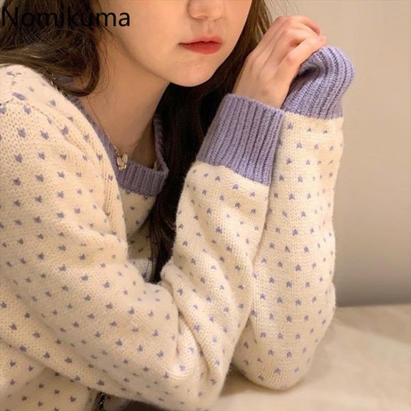 korean sweet dot women sweaters pullover hit color long sleeve o neck knitted autumn winter pull femme 6c981, White;black
korean sweet dot women sweaters pullover hit color long sleeve o neck knitted autumn winter pull femme 6c981, White;black