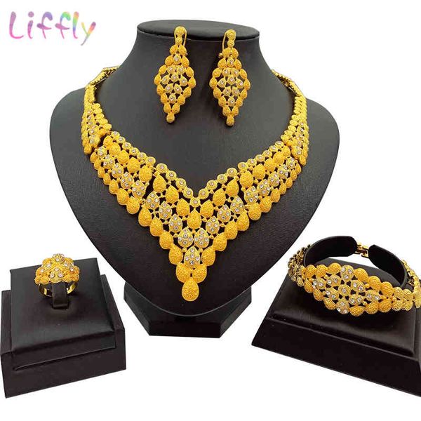 jewelry sets luxury wedding party crystal dubai gold set for women necklace earrings ring bracelet classic, Black
jewelry sets luxury wedding party crystal dubai gold set for women necklace earrings ring bracelet classic, Black