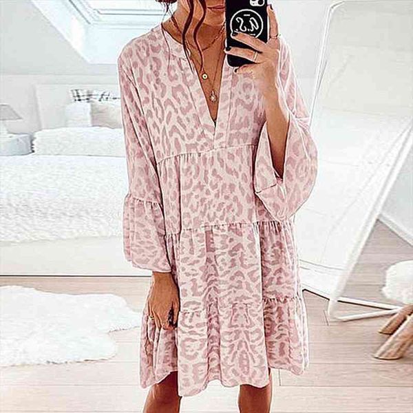 autumn loose leopard print mini womens dress casual pink v neck ruffles sleeve party dresses woman summer boho beach, Black;gray
autumn loose leopard print mini womens dress casual pink v neck ruffles sleeve party dresses woman summer boho beach, Black;gray