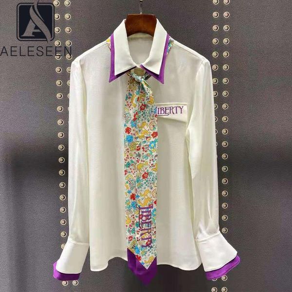 women spring 100% silk blouse 2021 office ladies flare sleeve contrast color letters floral print ribbon shirt women's blouses & shirts, White
women spring 100% silk blouse 2021 office ladies flare sleeve contrast color letters floral print ribbon shirt women's blouses & shirts, White