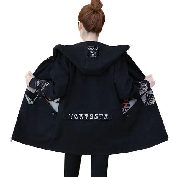 women's trench coats denim jacket plus size splicing ladies spring autumn zip hooded casual cowgirl female windbreaker outerwear, Tan;black
women's trench coats denim jacket plus size splicing ladies spring autumn zip hooded casual cowgirl female windbreaker outerwear, Tan;black