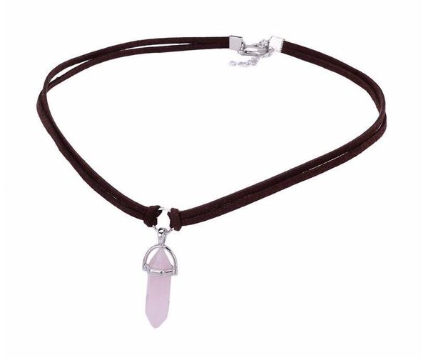 pendant necklaces hexagonal column necklace point crystal natural stone velvet rope choker for women jewelry accessories, Silver
pendant necklaces hexagonal column necklace point crystal natural stone velvet rope choker for women jewelry accessories, Silver
