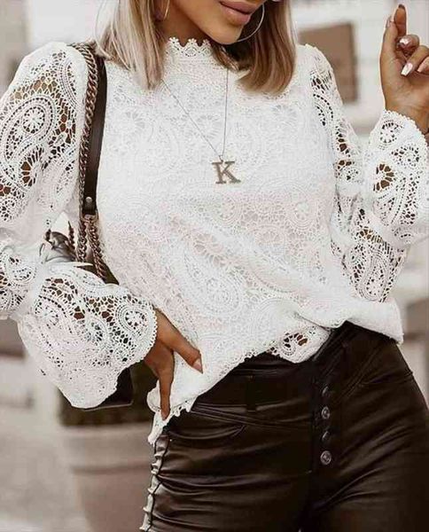 elegant embroidery hollow out womens blouses lace petal long sleeve pullover ladies autumn stand collar blusa, White
elegant embroidery hollow out womens blouses lace petal long sleeve pullover ladies autumn stand collar blusa, White