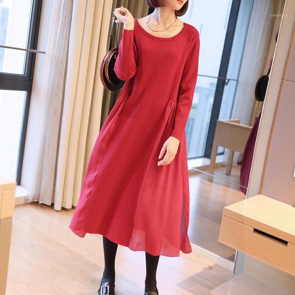 casual dresses fashion tide spring o-neck chiffon patchwork knit female's dress long sleeve loose temperament clothes vestido yf991, Black;gray
casual dresses fashion tide spring o-neck chiffon patchwork knit female's dress long sleeve loose temperament clothes vestido yf991, Black;gray
