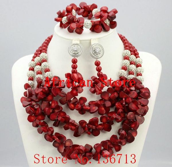 earrings & necklace nigerian wedding beads jewery set african red coral jewelry 2021 bridal selling hd303-5, Silver
earrings & necklace nigerian wedding beads jewery set african red coral jewelry 2021 bridal selling hd303-5, Silver
