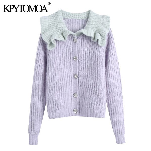 women fashion bejewelled buttons patchwork ruffled cardigan sweater vintage long sleeve female outerwear chic 210416, White;black
women fashion bejewelled buttons patchwork ruffled cardigan sweater vintage long sleeve female outerwear chic 210416, White;black