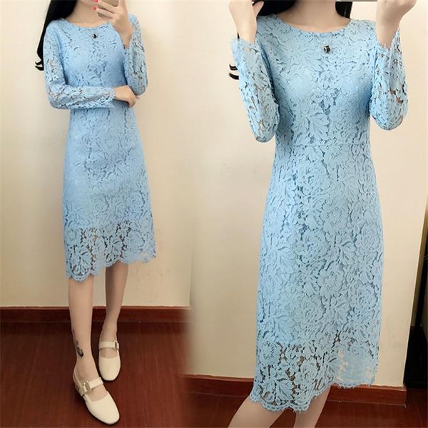 casual dresses women elegant wedding party night club o neck long sleeve sheath bodycon lace dress vestidos high quality, Black;gray 
casual dresses women elegant wedding party night club o neck long sleeve sheath bodycon lace dress vestidos high quality, Black;gray