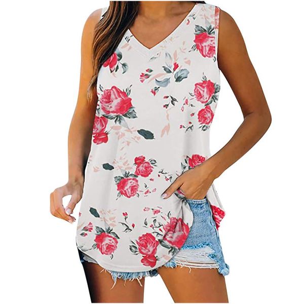 women's tanks & camis 2021 lady summer fashion women print sleeveless t-shirt tank casual, White
women's tanks & camis 2021 lady summer fashion women print sleeveless t-shirt tank casual, White
