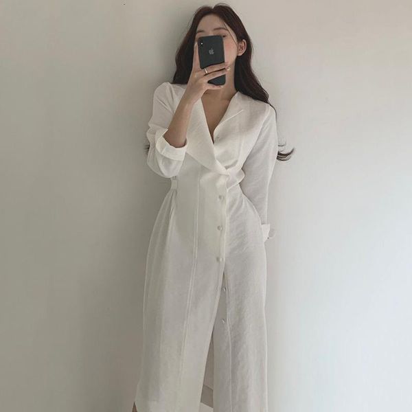 casual dresses sannian women dress autumn korean lapel slimming straps high waist side single-breasted long clothes jofq, Black;gray
casual dresses sannian women dress autumn korean lapel slimming straps high waist side single-breasted long clothes jofq, Black;gray