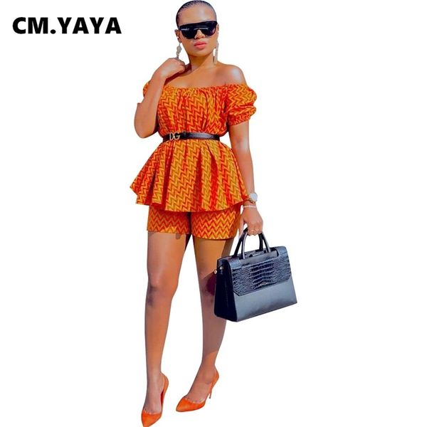 cm.yaya women set print short sleeve slash neck loose stretchy shorts two 2 piece set tracksuit summer outfit without sashes 210714, White
cm.yaya women set print short sleeve slash neck loose stretchy shorts two 2 piece set tracksuit summer outfit without sashes 210714, White