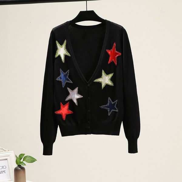 sweaters spring summer women casual cardigans star embroidery knitted long sleeve sweater v neck female jumper coat open cardigan, White;black
sweaters spring summer women casual cardigans star embroidery knitted long sleeve sweater v neck female jumper coat open cardigan, White;black