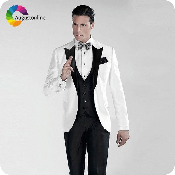 men's suits & blazers italian white men for wedding black peaked lapel slim fit groom tuxedos custom made costume homme 3piece bes, White;black
men's suits & blazers italian white men for wedding black peaked lapel slim fit groom tuxedos custom made costume homme 3piece bes, White;black