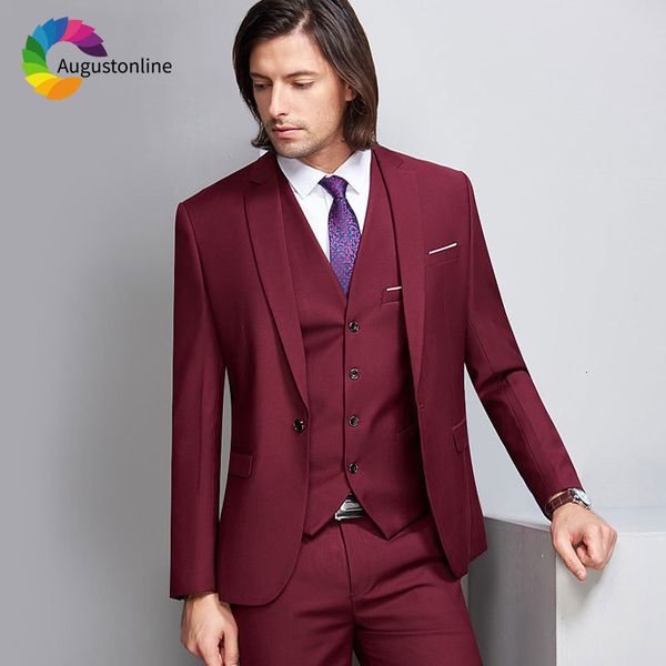 men's suits & blazers burgundy men wedding slim fit groom tuxedos custom made man suit 3 pieces jacket pants vest party terno, White;black
men's suits & blazers burgundy men wedding slim fit groom tuxedos custom made man suit 3 pieces jacket pants vest party terno, White;black