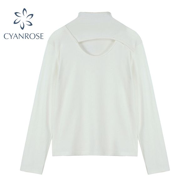 long sleeve loose tees hollow out solid stylish korean casual streetwear t shirt female harajuku elegant stand collar 210417, White
long sleeve loose tees hollow out solid stylish korean casual streetwear t shirt female harajuku elegant stand collar 210417, White