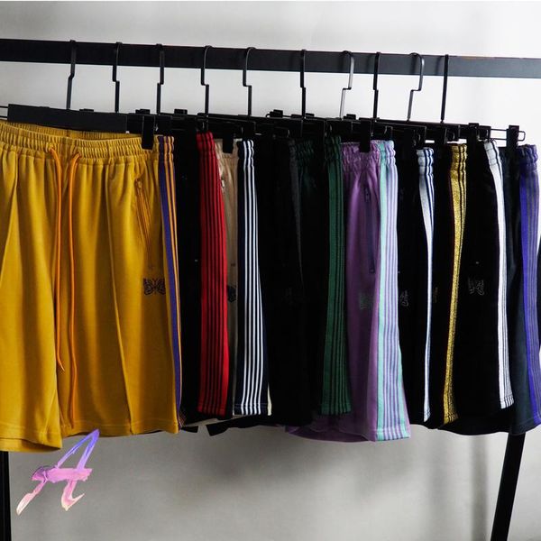 men's shorts awge needles embroidered butterfly striped ribbon velvet pants oversize casual sports, White;black
men's shorts awge needles embroidered butterfly striped ribbon velvet pants oversize casual sports, White;black