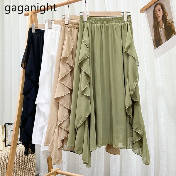gaganight summer chiffon skirts fashion solid ruffles midi long a-line skirt women high waist irregular all-match skirt 210519, Black
gaganight summer chiffon skirts fashion solid ruffles midi long a-line skirt women high waist irregular all-match skirt 210519, Black