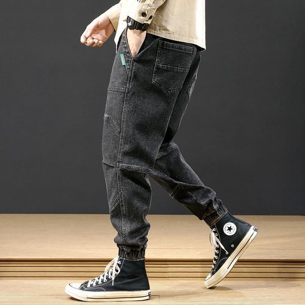 japanese style fashion men jeans black gray loose fit cargo pants spliced designer streetwear hip hop joggers wide leg trousers, Blue
japanese style fashion men jeans black gray loose fit cargo pants spliced designer streetwear hip hop joggers wide leg trousers, Blue