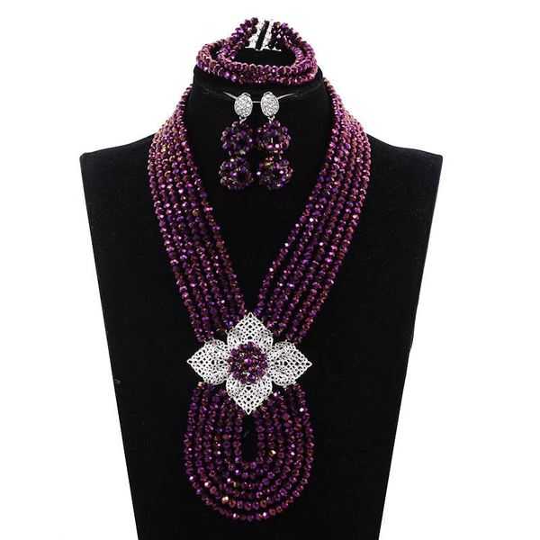 earrings & necklace metallic purple african crystal beads jewelry set costume party for women we158, Silver
earrings & necklace metallic purple african crystal beads jewelry set costume party for women we158, Silver