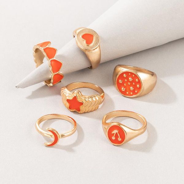 wedding rings 6pcs/sets ins fashion star moon ring sets for women cute heart cherry geometry alloy metal jewelry anillos 20033, Slivery;golden
wedding rings 6pcs/sets ins fashion star moon ring sets for women cute heart cherry geometry alloy metal jewelry anillos 20033, Slivery;golden