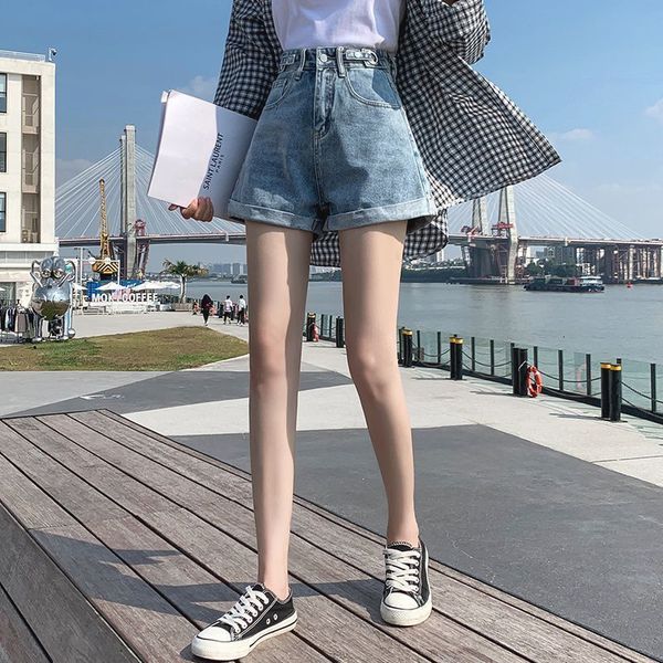women's shorts denim high waist 2021 spring summer korean loose and thin wide leg pants, White;black
women's shorts denim high waist 2021 spring summer korean loose and thin wide leg pants, White;black