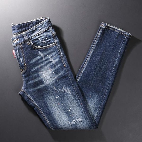 men's jeans italian style fashion men elastic slim fit retro blue ripped vintage designer splashed denim pants
men's jeans italian style fashion men elastic slim fit retro blue ripped vintage designer splashed denim pants