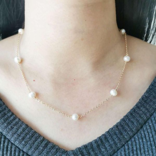 delicate genuine freshwater pearl necklace 14k gold filled neck chains pendants choker hand made for women girl gift jewelry, Silver
delicate genuine freshwater pearl necklace 14k gold filled neck chains pendants choker hand made for women girl gift jewelry, Silver