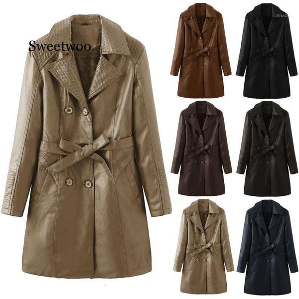 women's leather & faux women brown soft jacket dress medium length slim pu coats elegant tie belt waist pockets outfits1 7qgg, Black
women's leather & faux women brown soft jacket dress medium length slim pu coats elegant tie belt waist pockets outfits1 7qgg, Black
