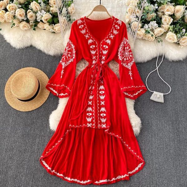 lady fashion a-line dress women v collar retro embroidered bohmian holiday long flare sleeve elegant vintage vestidos q585 casual dresses, Black;gray
lady fashion a-line dress women v collar retro embroidered bohmian holiday long flare sleeve elegant vintage vestidos q585 casual dresses, Black;gray