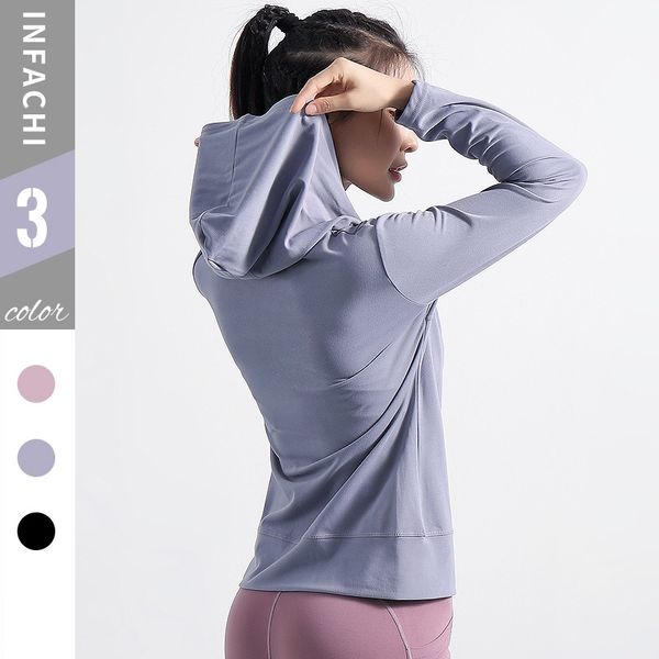 new autumn and winter new yoga sports jacket women's elastic zipper running fitness hooded jacket long sleeve top, Gray
new autumn and winter new yoga sports jacket women's elastic zipper running fitness hooded jacket long sleeve top, Gray