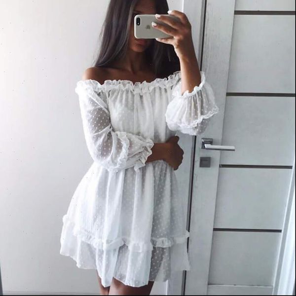 werynica womens women dress summer ruffle white bare shoulders slash neck mini beach for female, Black;gray
werynica womens women dress summer ruffle white bare shoulders slash neck mini beach for female, Black;gray