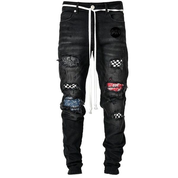men's elastic ripped motorcycle jeans pencil denim casual pants soft fabric comfortable trousers, Blue
men's elastic ripped motorcycle jeans pencil denim casual pants soft fabric comfortable trousers, Blue